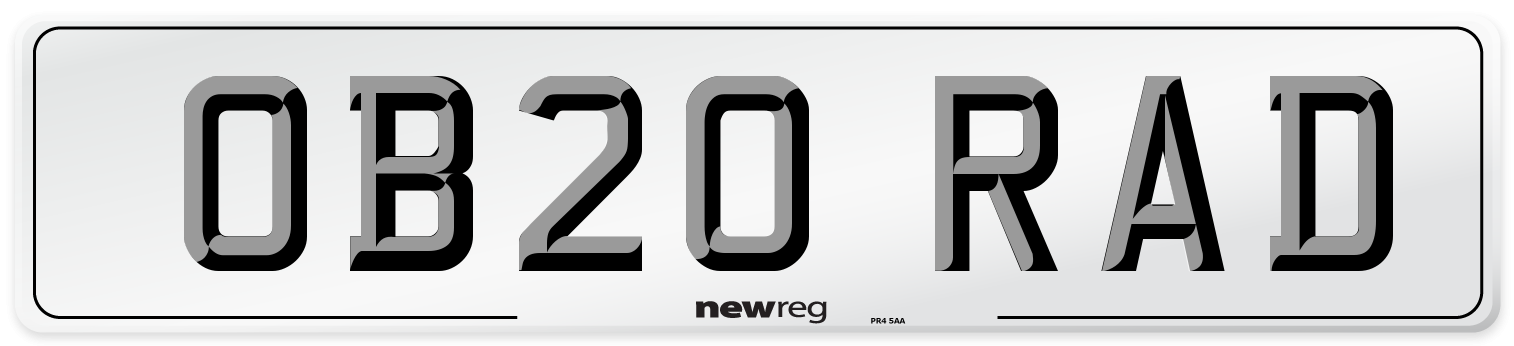 OB20 RAD Number Plate from New Reg